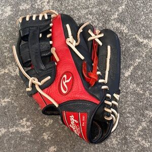 Rawlings Red and Black Kids Baseball Glove Mitt size 11.5”